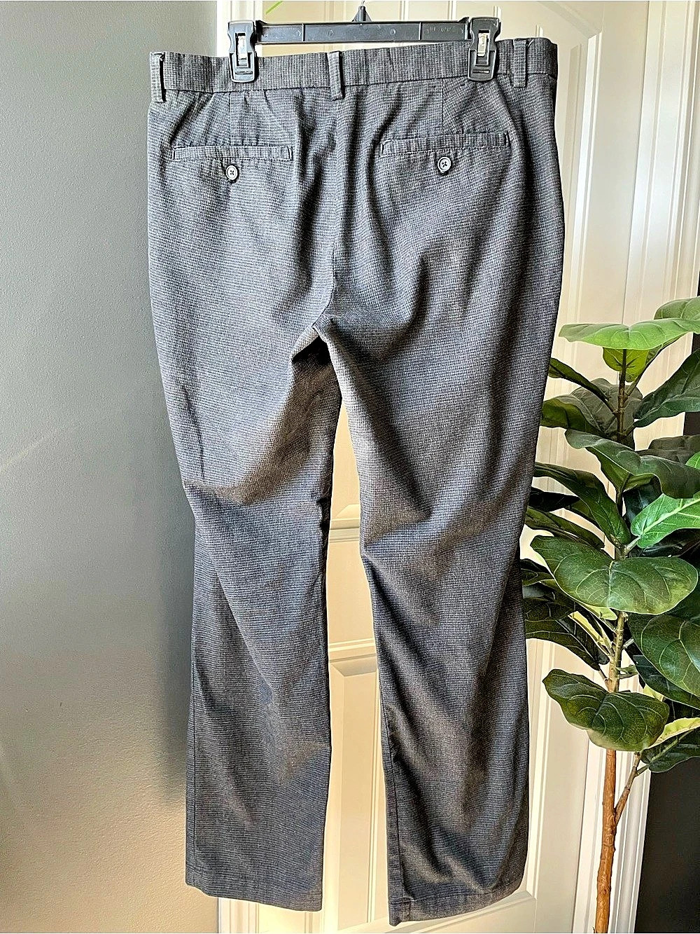 Banana Republic Aiden Chino Pants Mens Check Crosshatch Trousers 34x34**READ** - Picture 2 of 4